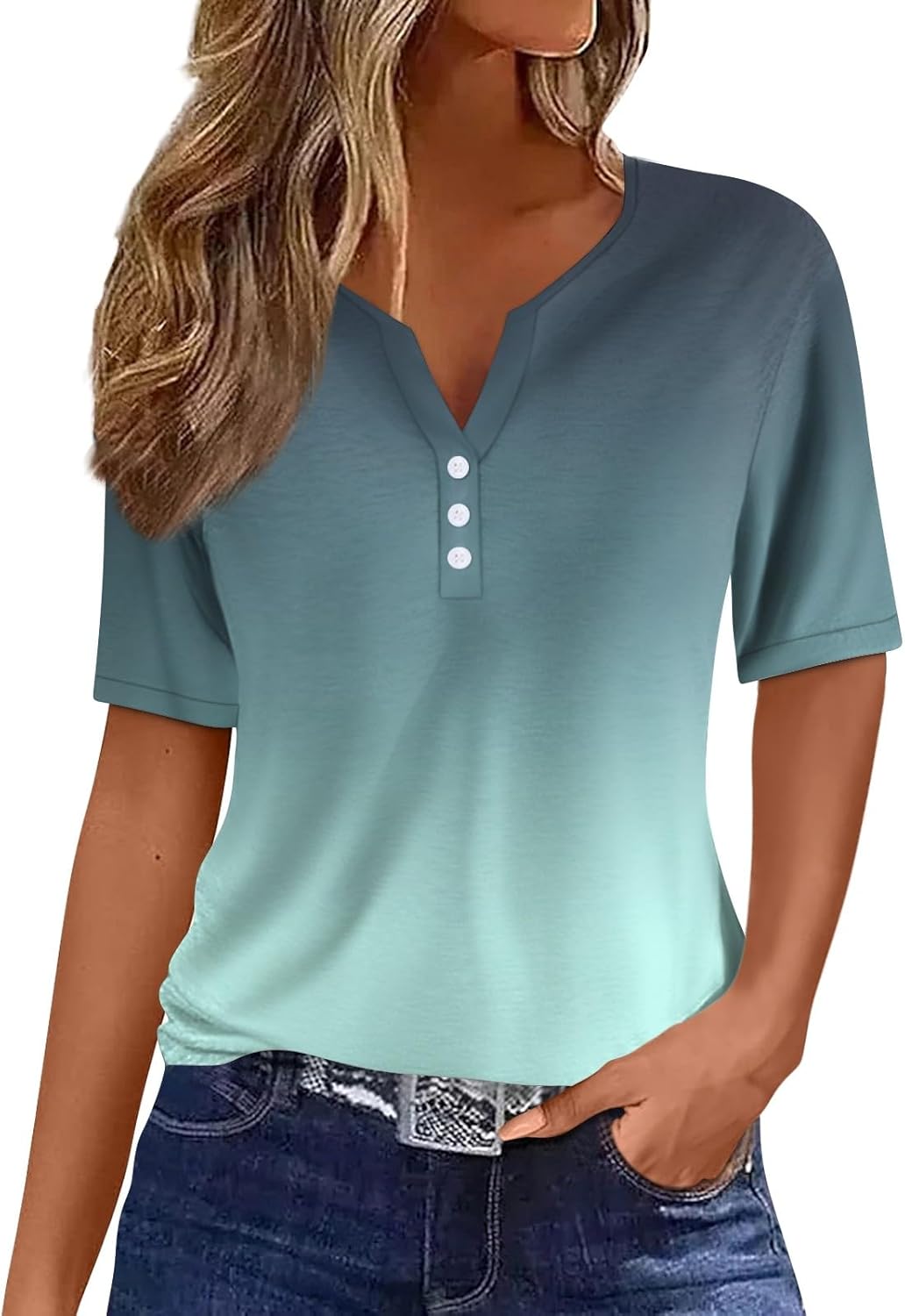 Women's Summer Chiffon Tops Trendy V Neck Curtain Ruffle Short Sleeve Shirts Dressy Casual Outfit Blouse