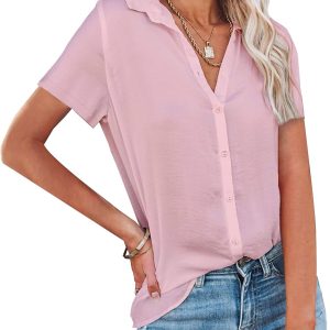 Womens Red Tie Front V Neck Short Sleeve Mini Dress