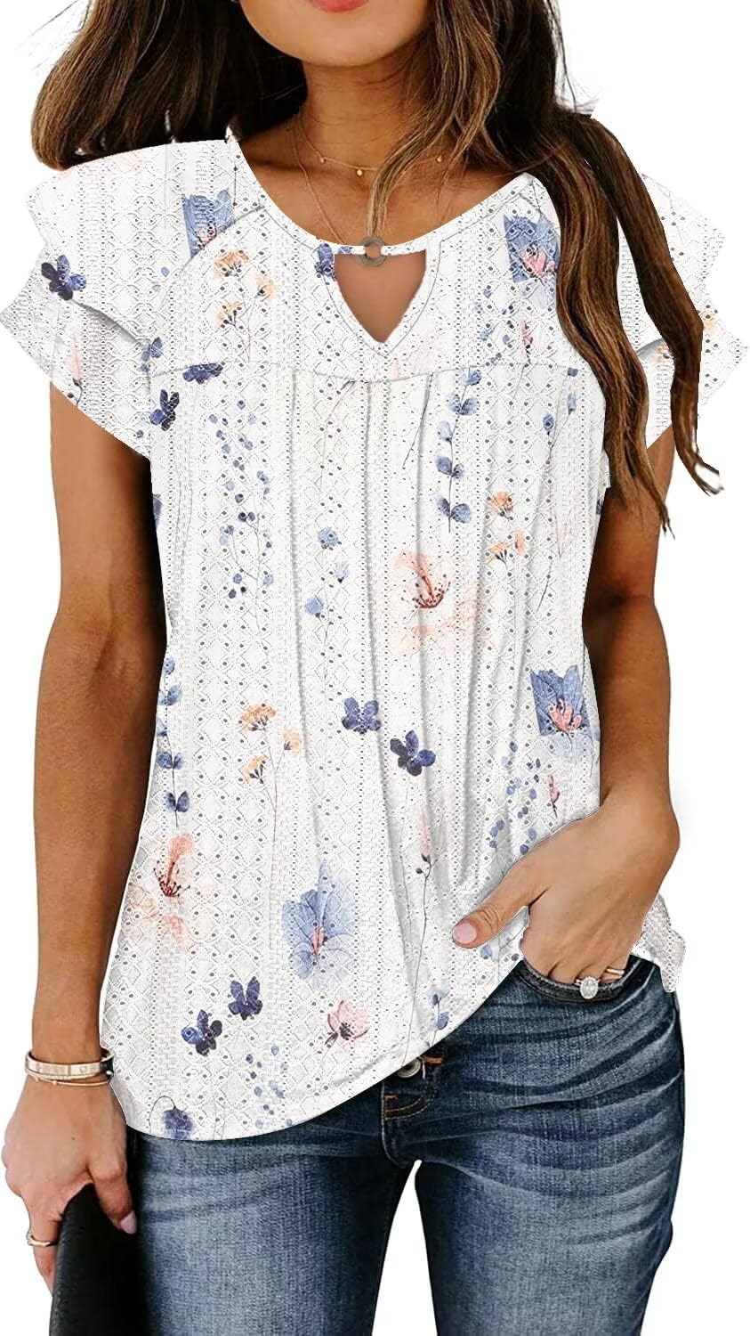 Women's Casual Boho Floral Print V Neck Long Sleeve T Shirt Blouses - Image 2