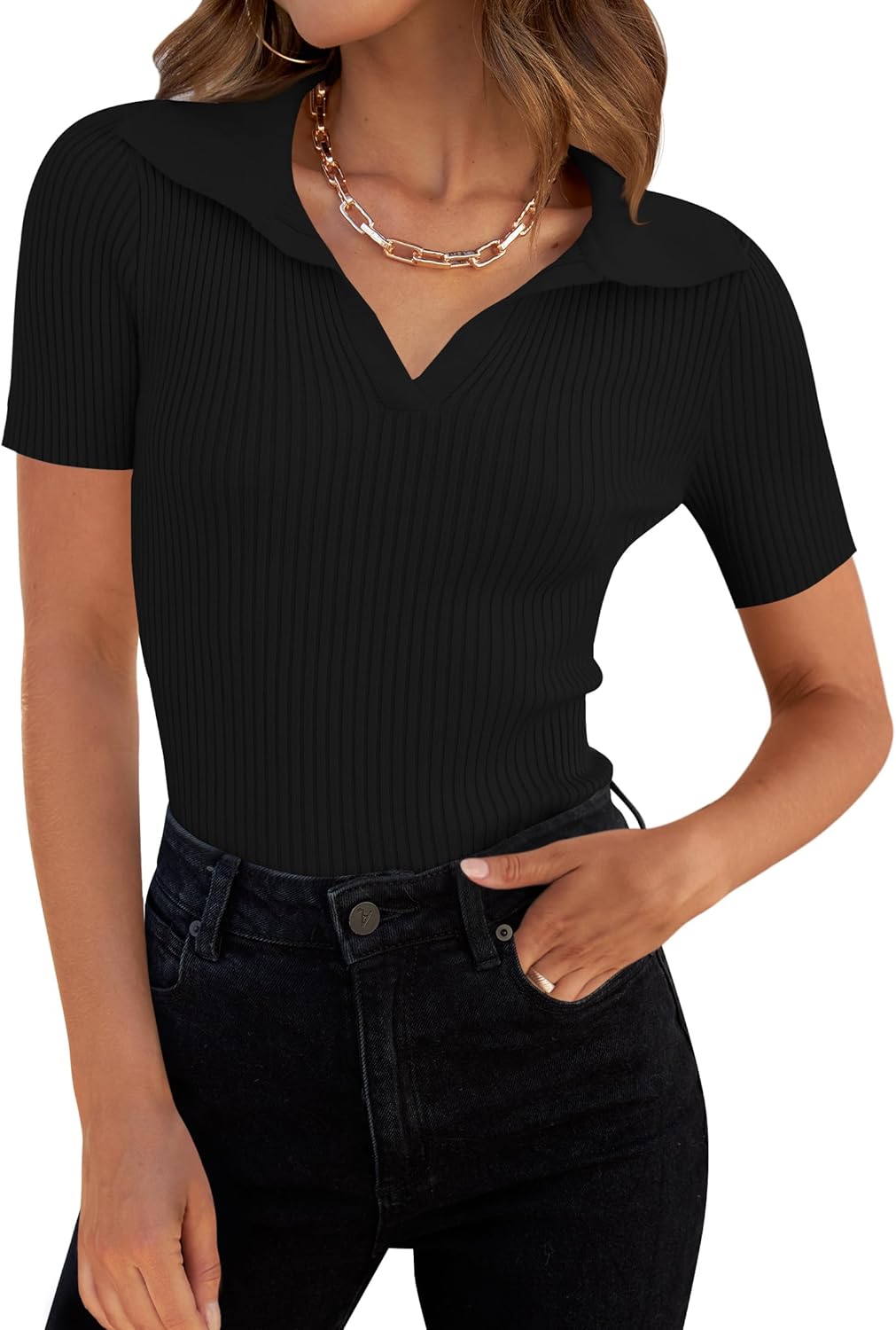 Women's Straight Leg Cropped Work Pants Elastic High Waist Wide Leg Business Casual Slacks with Pocket